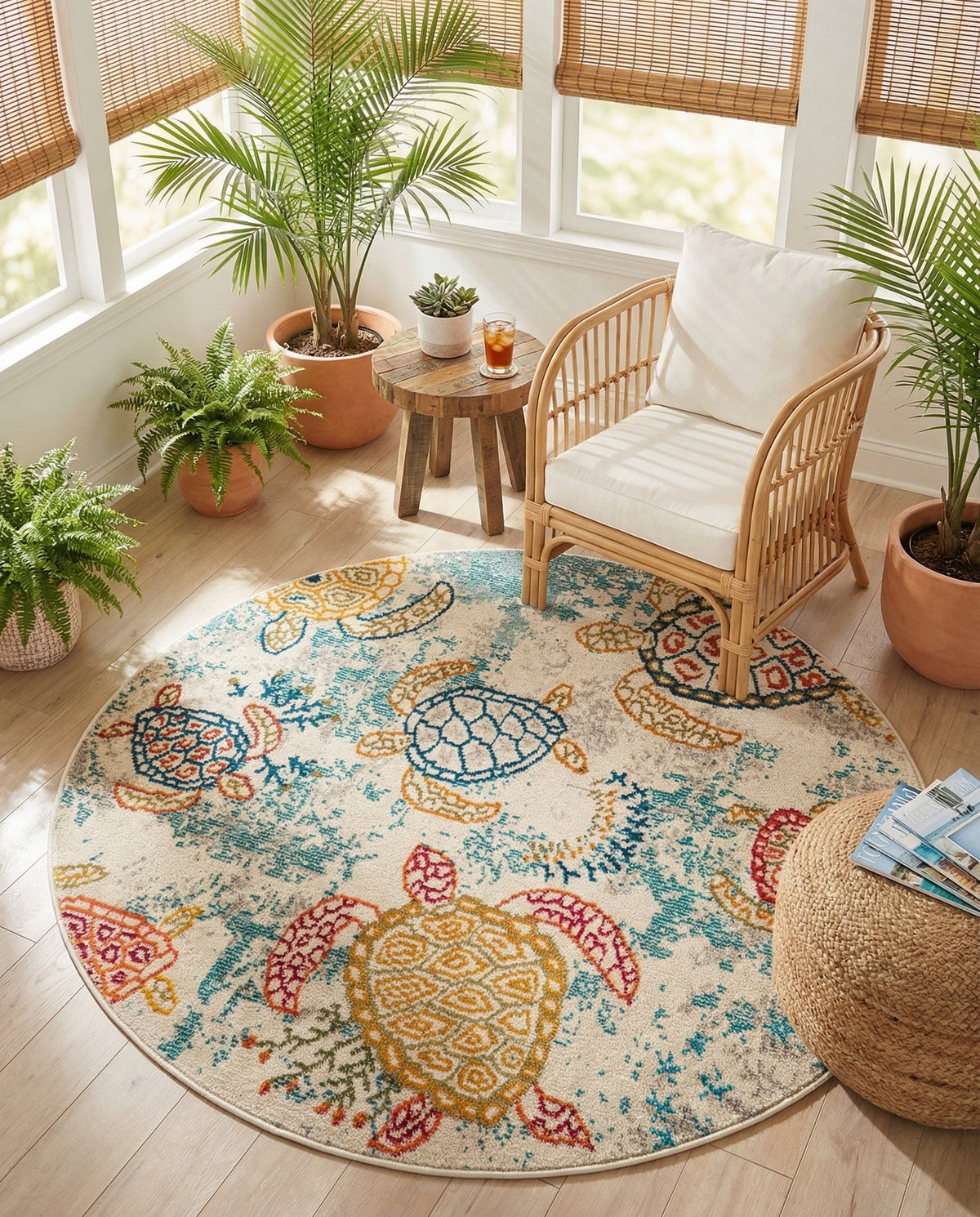 Sorrento Shores Collection Area Rug -  Massa Round Beige  lifestyle 127