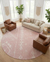 Desert Nomad Terrace Collection Area Rug - Sahara (Pink) Round Pink  lifestyle 17