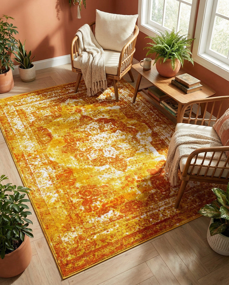 Riviera Elegance Collection Area Rug -  Menton (Orange) Rectangle Orange  lifestyle 15