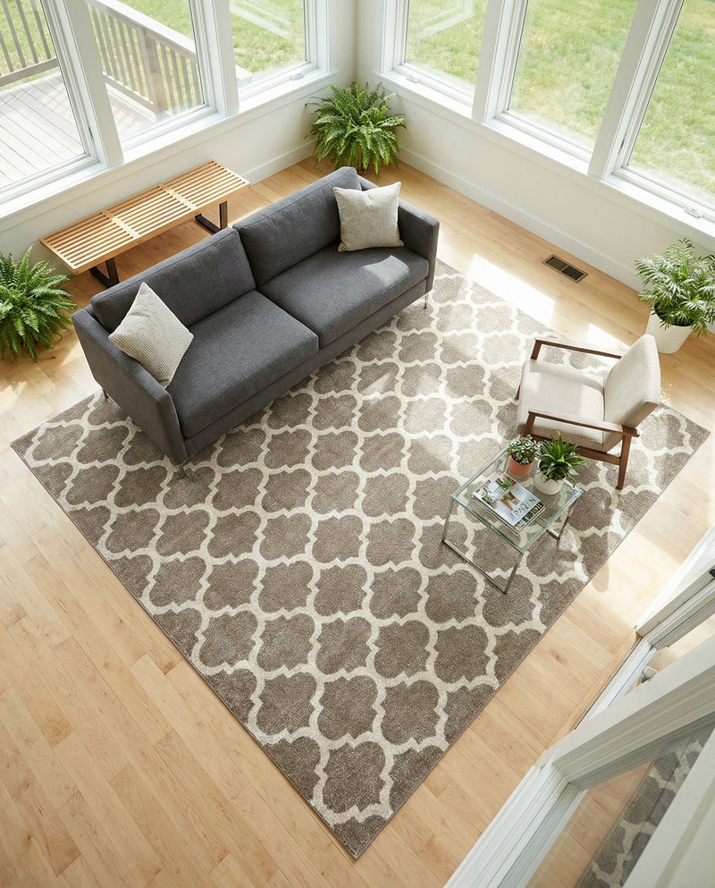 Lattice Gardens Collection Area Rug -  Bloomfield (Light Brown) Square Light Brown  lifestyle 77