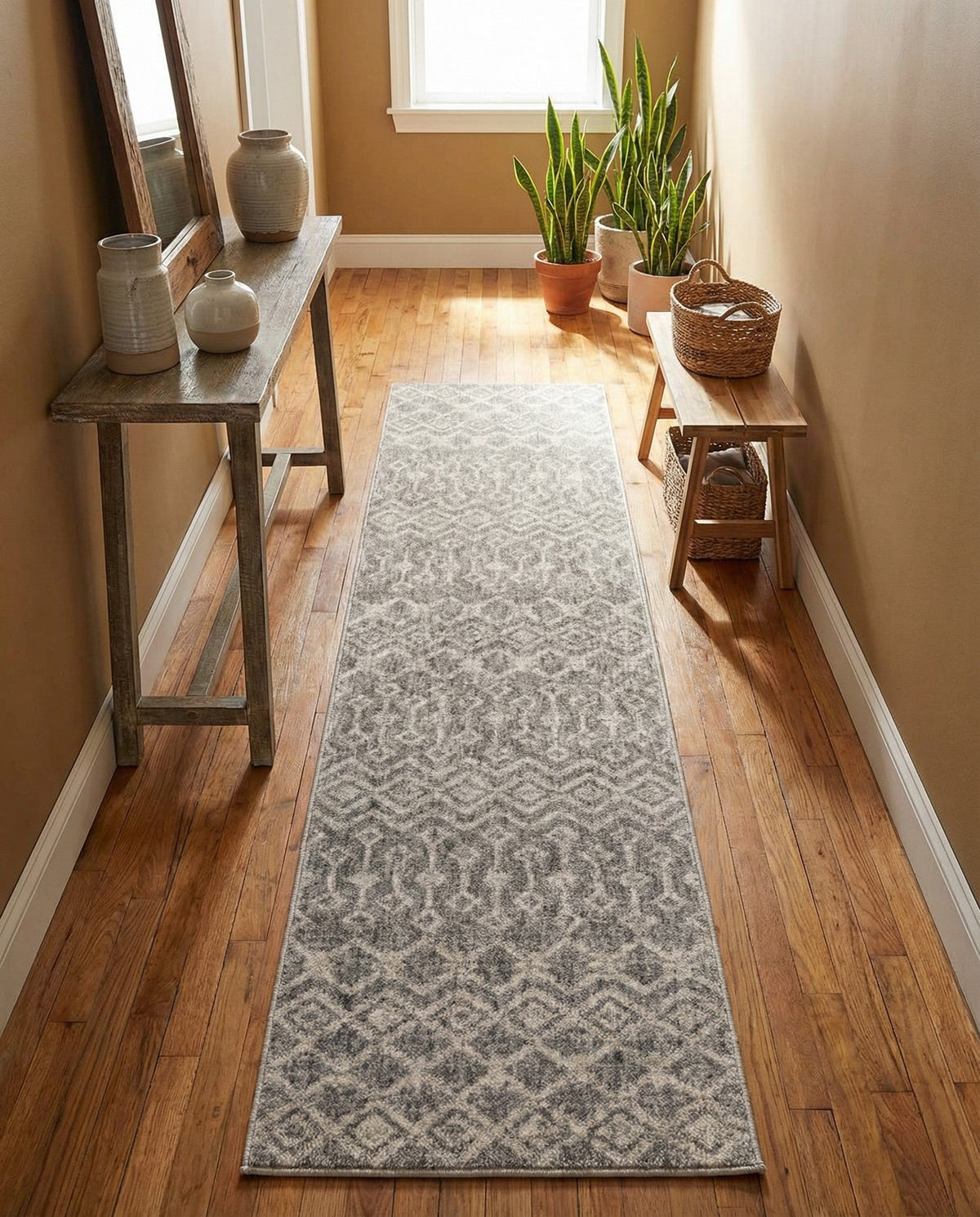Geo Garden Lattice Collection Area Rug -  Andalusia Runner Gray  lifestyle 182