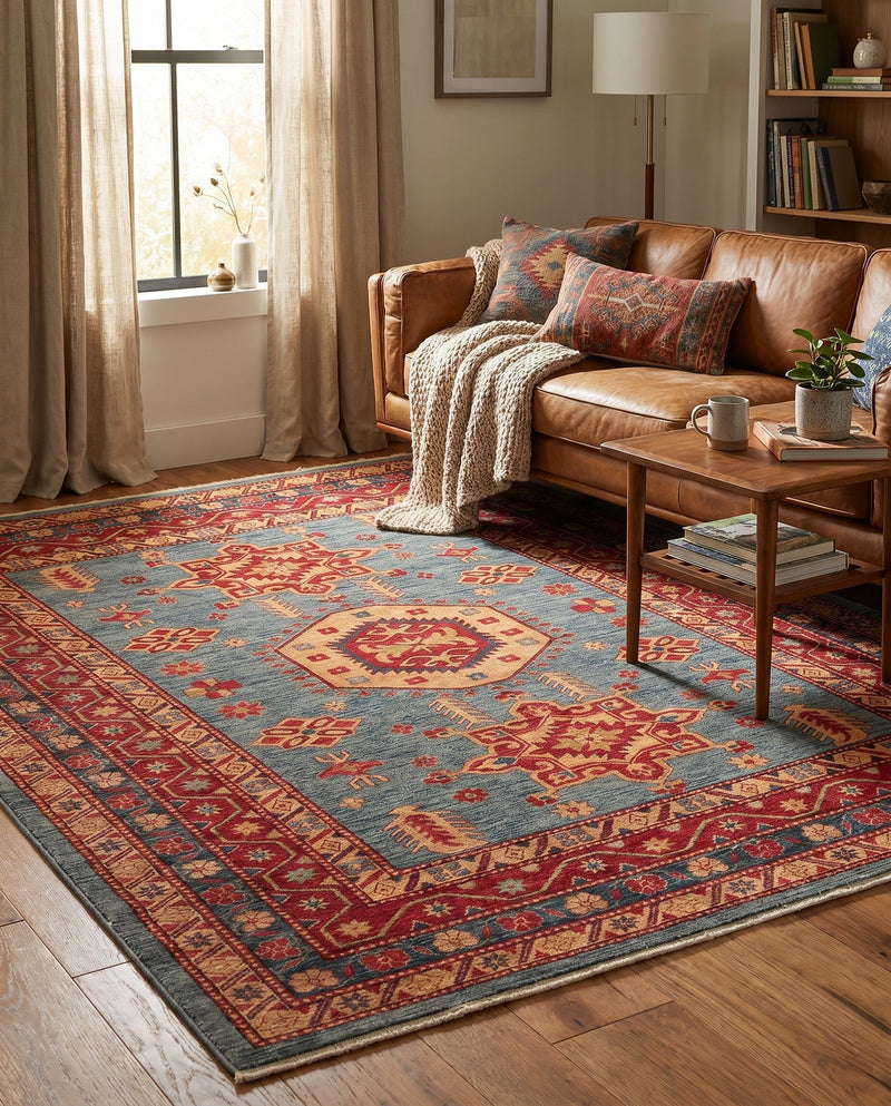 Persian Elegance Collection Area Rug -  Bushehr Rectangle Light Blue  lifestyle 25