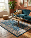 Casablanca Tapestry Collection Area Rug -  Marrakech (Egyptian Blue) Rectangle Egyptian Blue  lifestyle 6