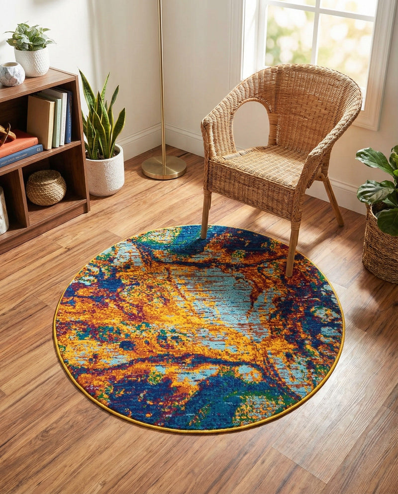 Caribbean Cove Collection Area Rug -  Bequia Round Multi  lifestyle 55