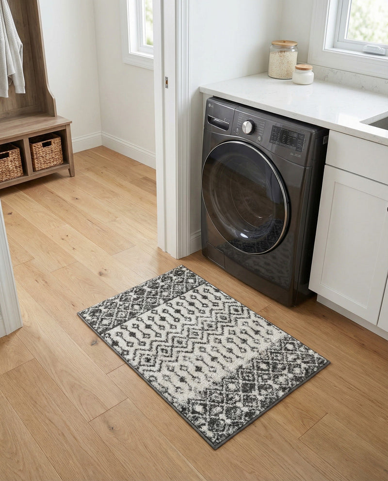 Mediterranean Lattice Collection Area Rug -  Casablanca (Ivory and Gray) Rectangle Ivory and Gray  lifestyle 22