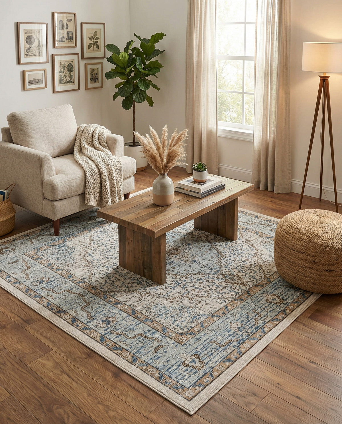 Mykonos Manor Collection Area Rug - Delos Square Blue  lifestyle 196