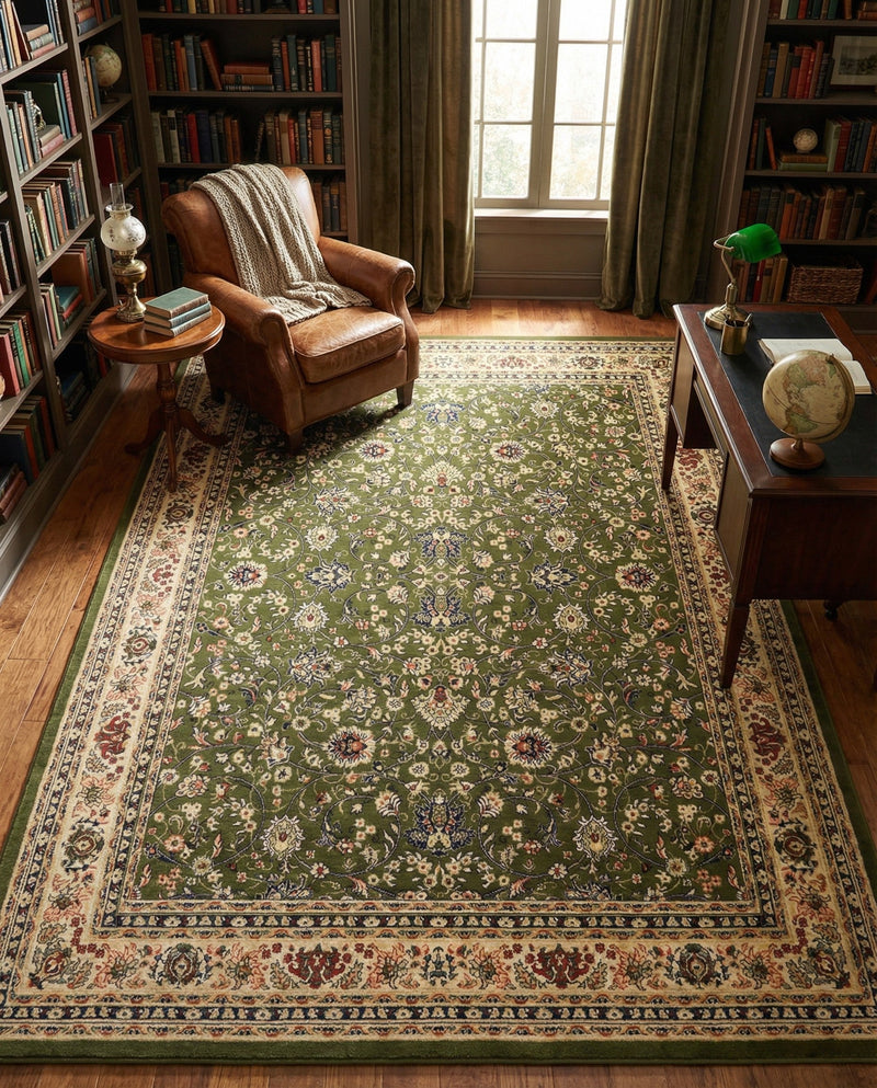 Isfahan Elegance Collection Area Rug - Naghsh-e Jahan (Green) Rectangle Green  lifestyle 34