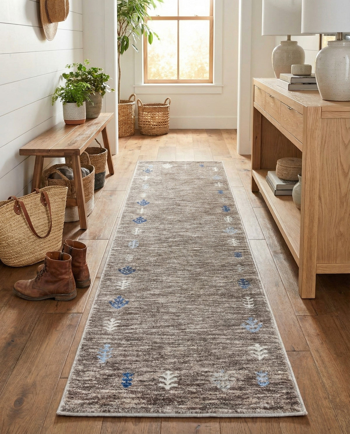 Zagros Shades Collection Area Rug -  Yasuj Runner Gray Brown  lifestyle 86