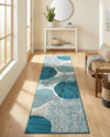 Urban Terrace Collection Area Rug -  Courtyard Runner Blue and Ivory  lifestyle 41