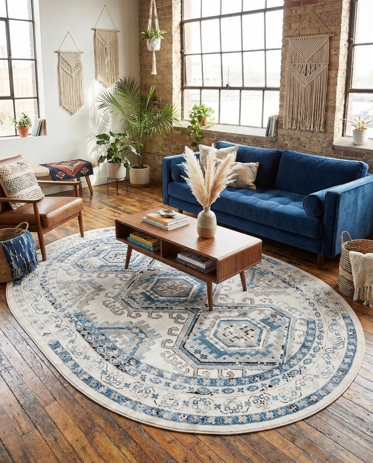 Savannah Elegance Collection Area Rug -  Tybee (Ivory Aqua) Oval Ivory Aqua  lifestyle 81