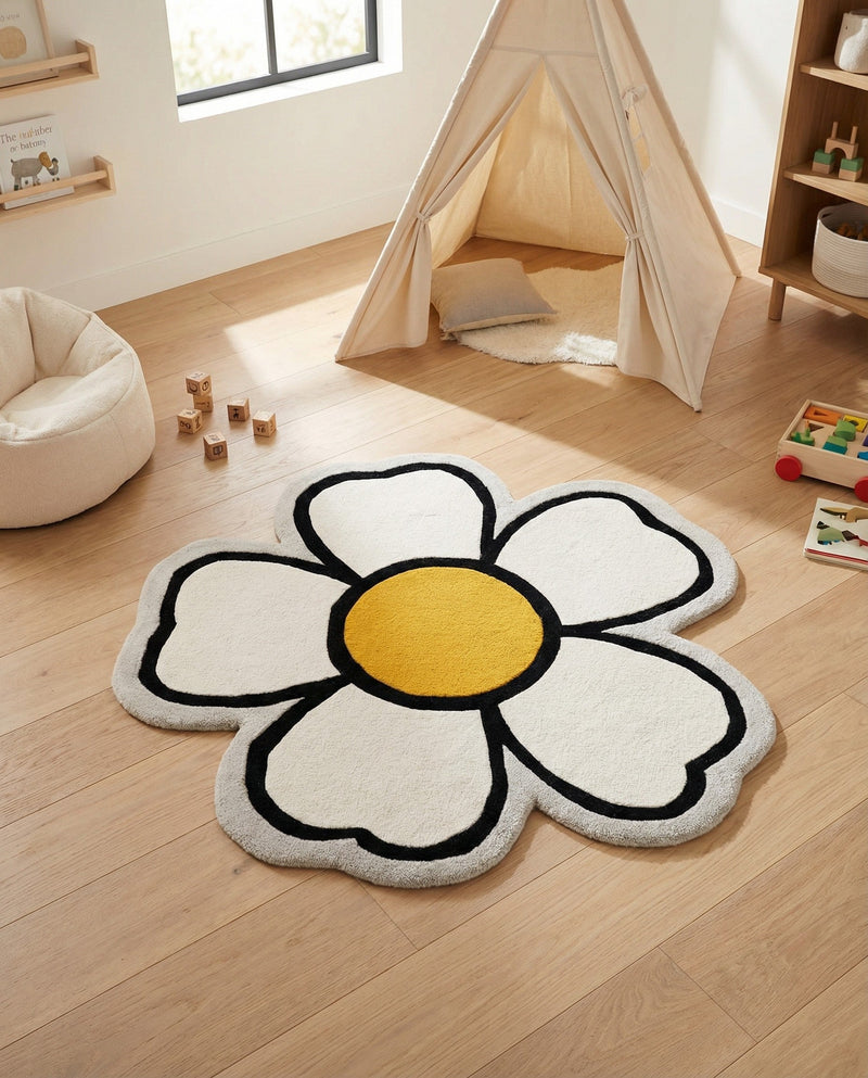 Whimsy Wonders Wool Collection Area Rug -  Arctic Round Ivory  lifestyle 12