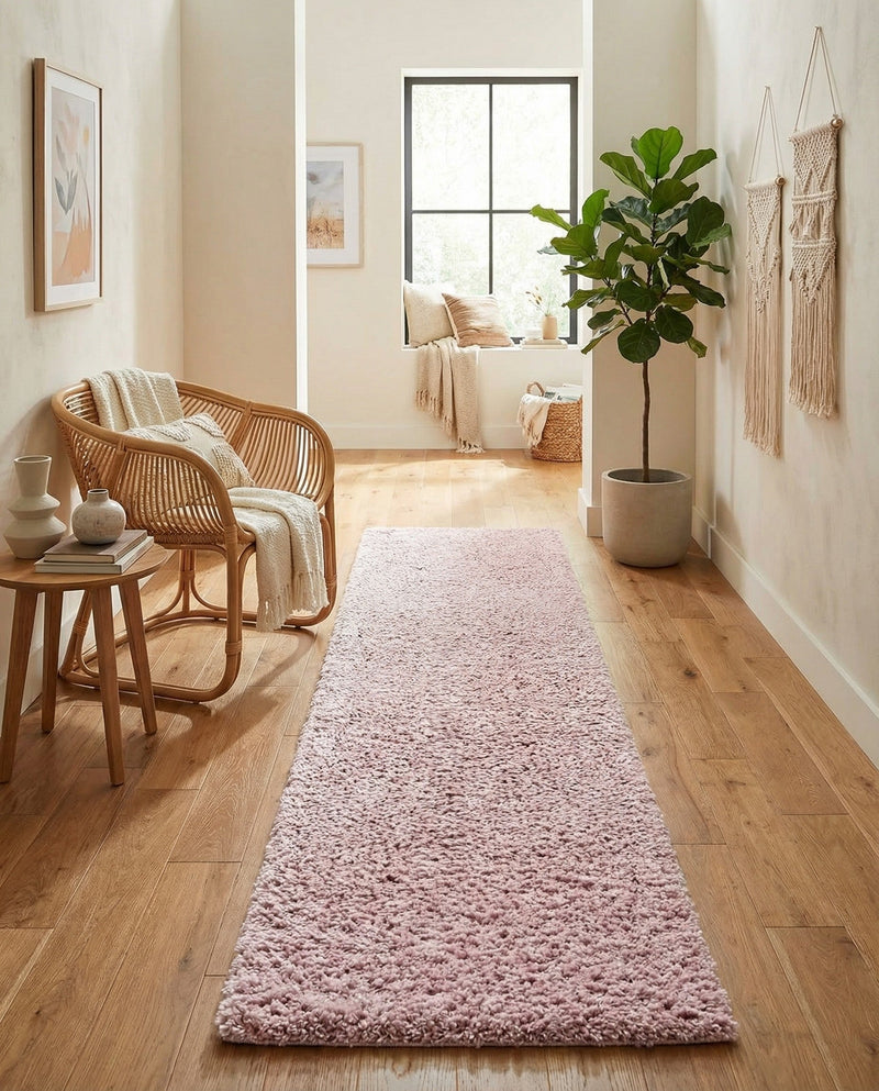 Cozy Comfort Shag Collection Area Rug - Haven (Pink) Runner Pink  lifestyle 70