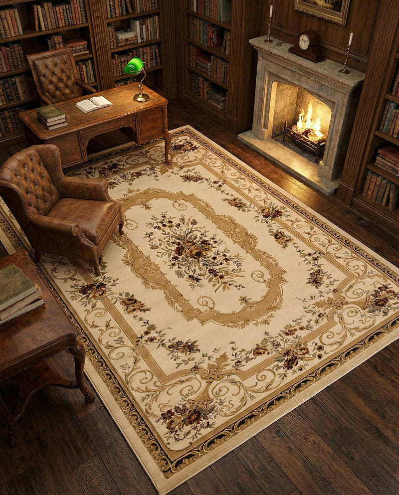 Versailles Elegance Collection Area Rug -  Louveciennes (Cream) Rectangle Cream  lifestyle 16