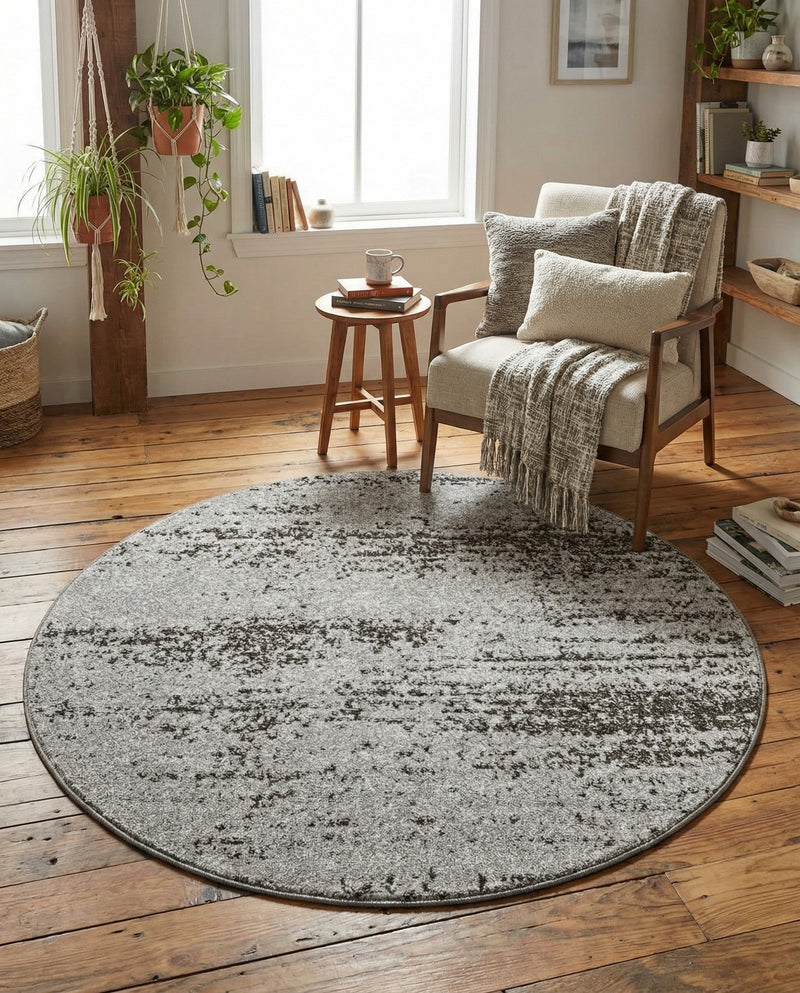 Studio Haven Collection Area Rug -  Gallery (Dark Gray) Round Dark Gray  lifestyle 84