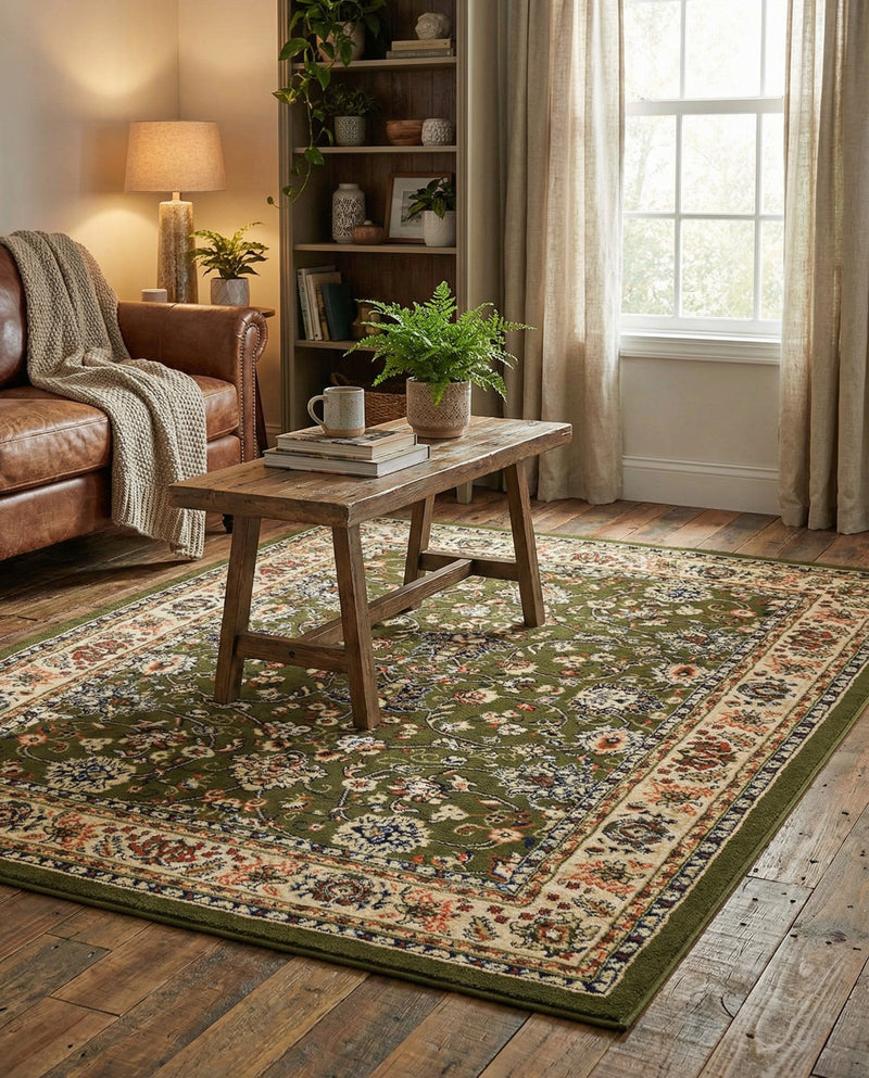 Isfahan Elegance Collection Area Rug - Naghsh-e Jahan (Green) Rectangle Green  lifestyle 51