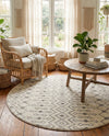 Mediterranean Lattice Collection Area Rug - Santorini (Ivory and Gray) Round Ivory and Gray  lifestyle 68