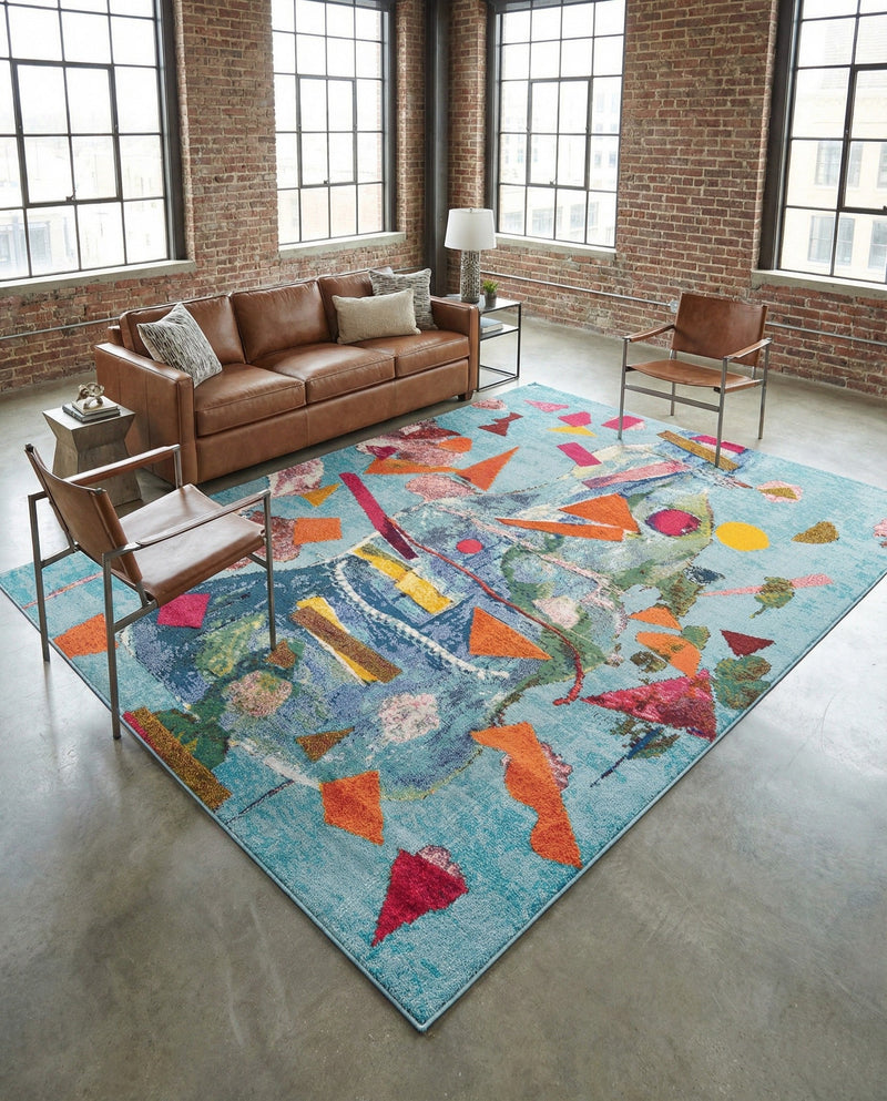 Colorburst Oasis Collection Area Rug -  Fresco Rectangle Aqua  lifestyle 5