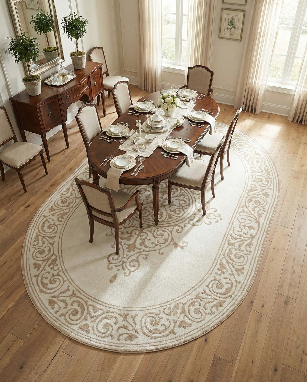 Sanctuary Retreat Collection Area Rug - Haven Oval Snow White  lifestyle 129
