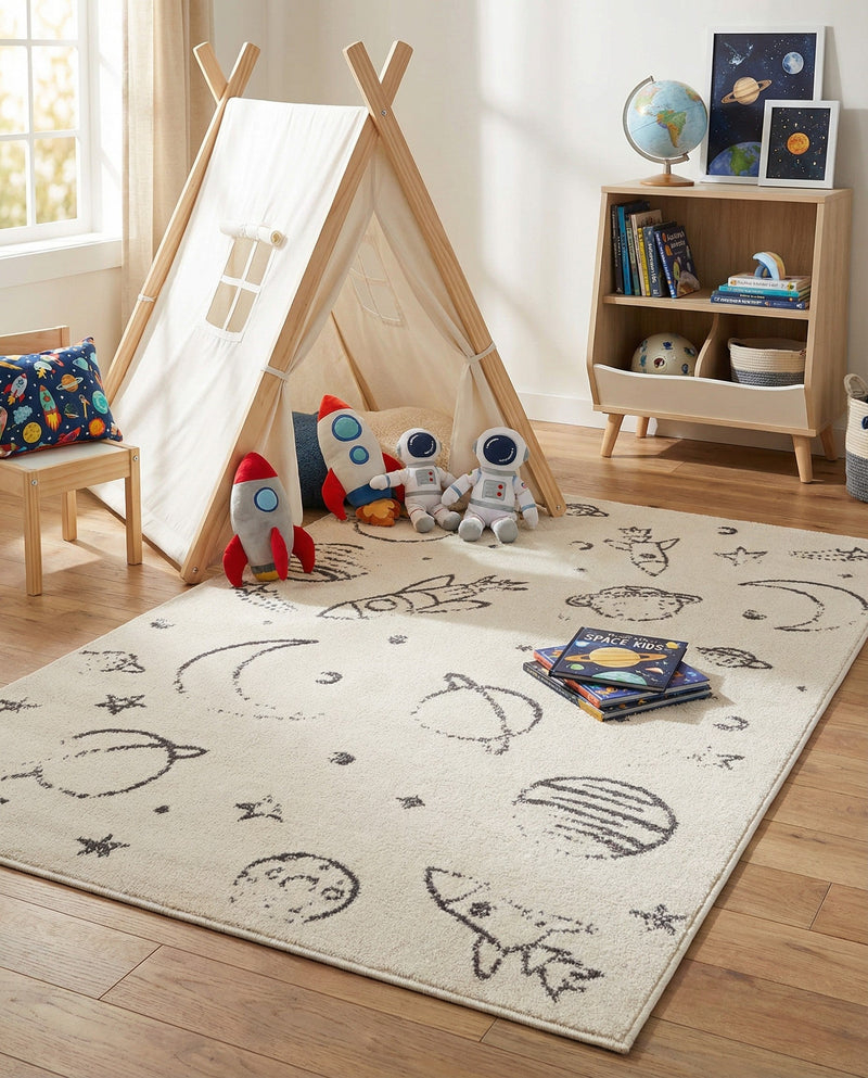 Wonder Tykes Collection Area Rug -  Jigsaw Rectangle Ivory  lifestyle 21
