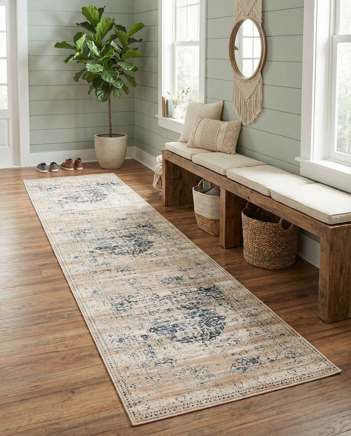 Coastal Manor Collection Area Rug -  Dunes Runner Dark Blue  lifestyle 96