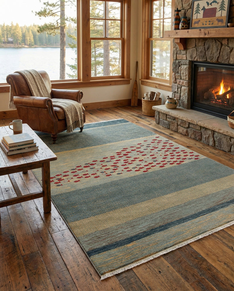 Zagros Oasis Collection Area Rug -  Kermanshah Rectangle Blue  lifestyle 13