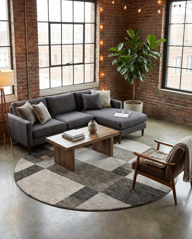 Autumn Meadow Collection Area Rug -  Sycamoreside (Gray) Round Gray  lifestyle 55