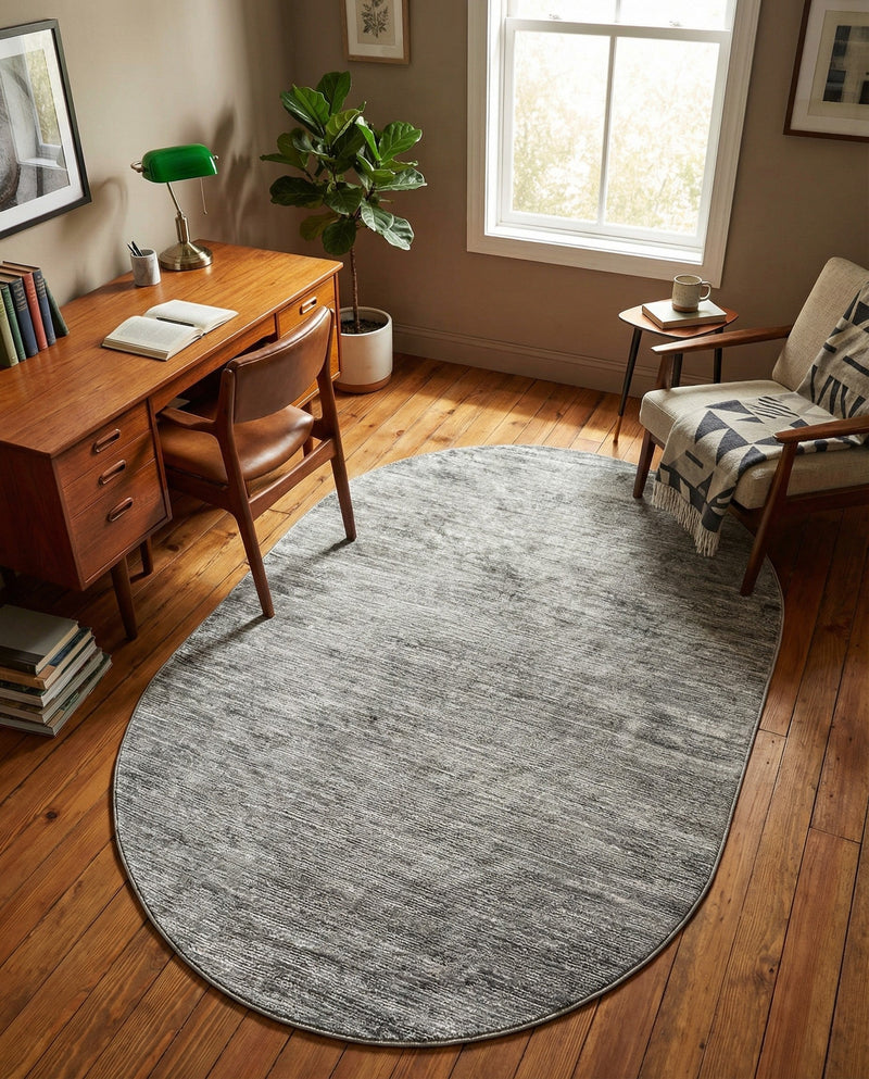 Bloomsbury Elegance Collection Area Rug -  Kensington (Gray) Oval Gray  lifestyle 76