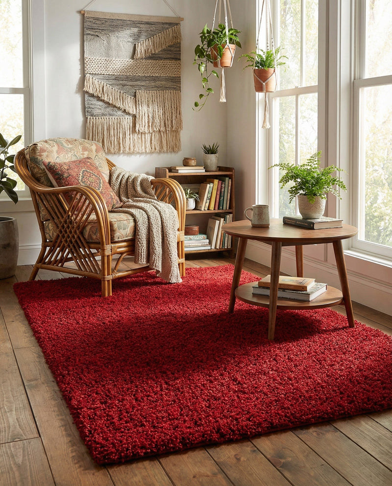 Plush Oasis Collection Area Rug - Serenity (Cherry Red) Rectangle Cherry Red  lifestyle 20