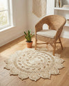 Woven Seaside Jute Collection Area Rug - Coastalhaven (Ivory) Round Ivory  lifestyle 25
