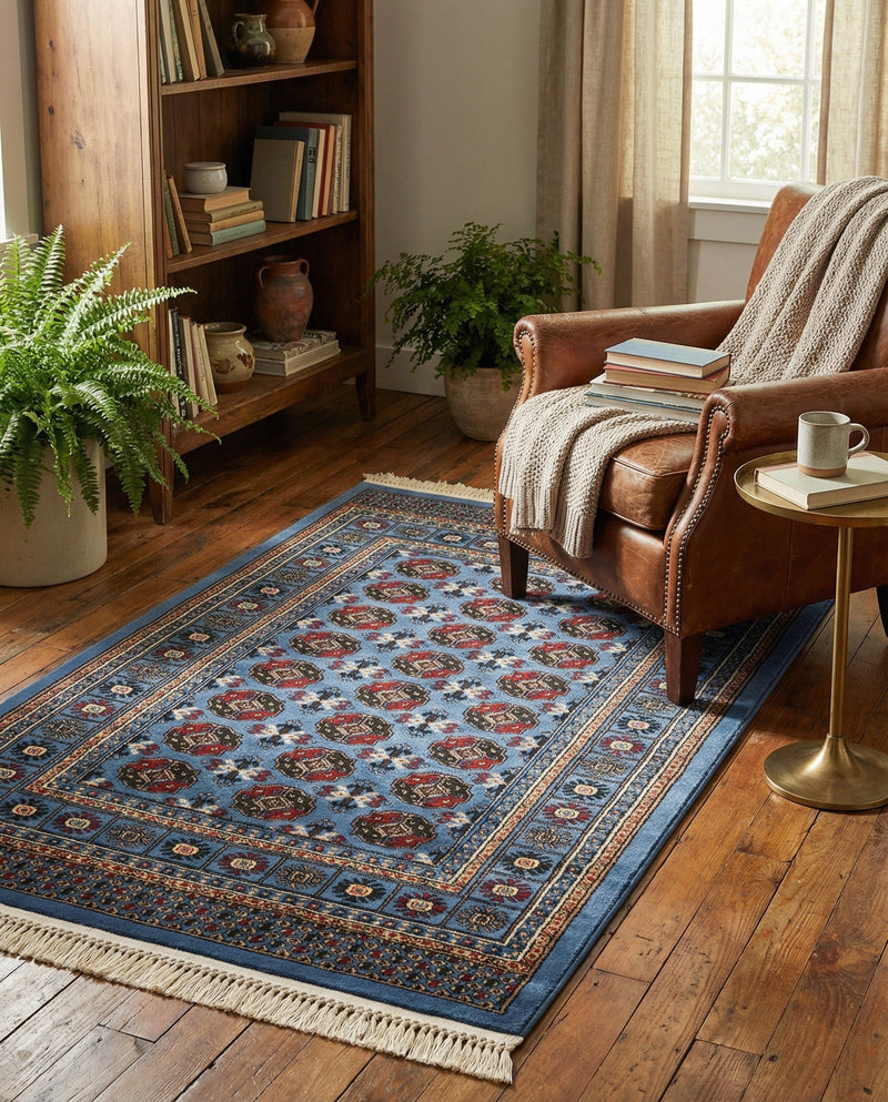 Samarkand Elegance Collection Area Rug -  Margilan (Blue) Rectangle Blue  lifestyle 18