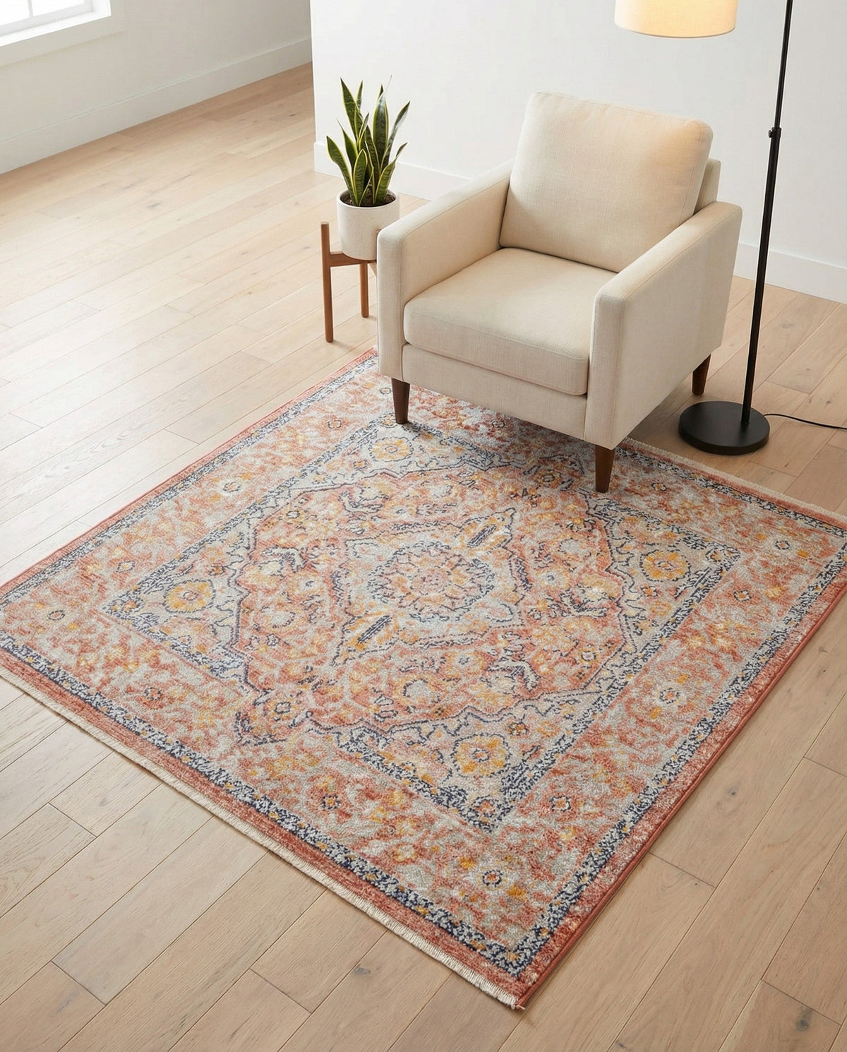 Seville Stripes Collection Area Rug - Cadiz (Brick Red) Square Brick Red  lifestyle 97