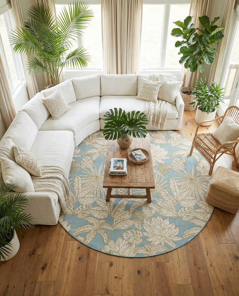 Seaside Blooms Collection Area Rug -  Shalimar Round Soft Blue  lifestyle 62