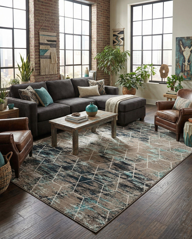 Trellis Mosaic Collection Area Rug - Arborville (Blue Multi) Rectangle Blue Multi  lifestyle 5