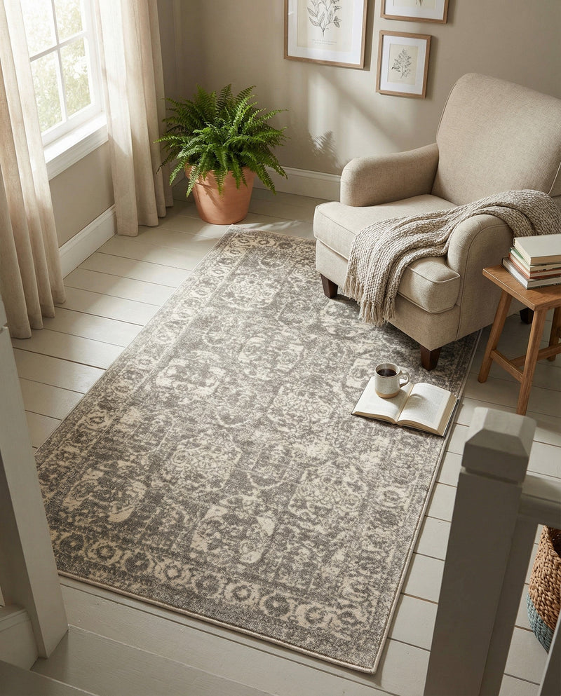 Seville Stripes Collection Area Rug -  Granada (Gray) Rectangle Gray  lifestyle 23
