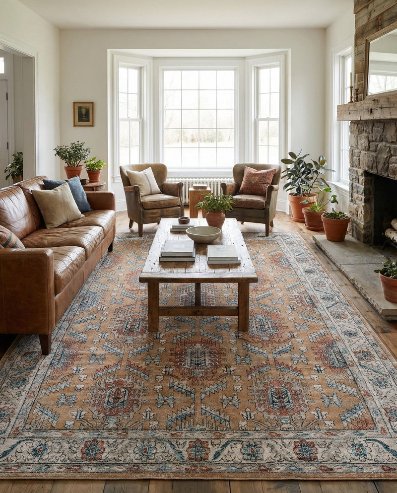 Mykonos Manor Collection Area Rug -  Paros Rectangle Mustard Yellow  lifestyle 56