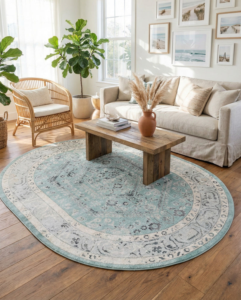 Adriana Terrace Collection Area Rug - Capri (Aqua) Oval Aqua  lifestyle 48