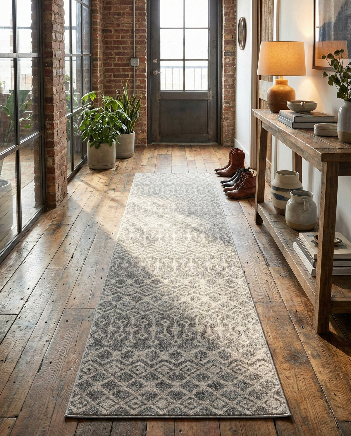Geo Garden Lattice Collection Area Rug -  Andalusia Runner Gray  lifestyle 192
