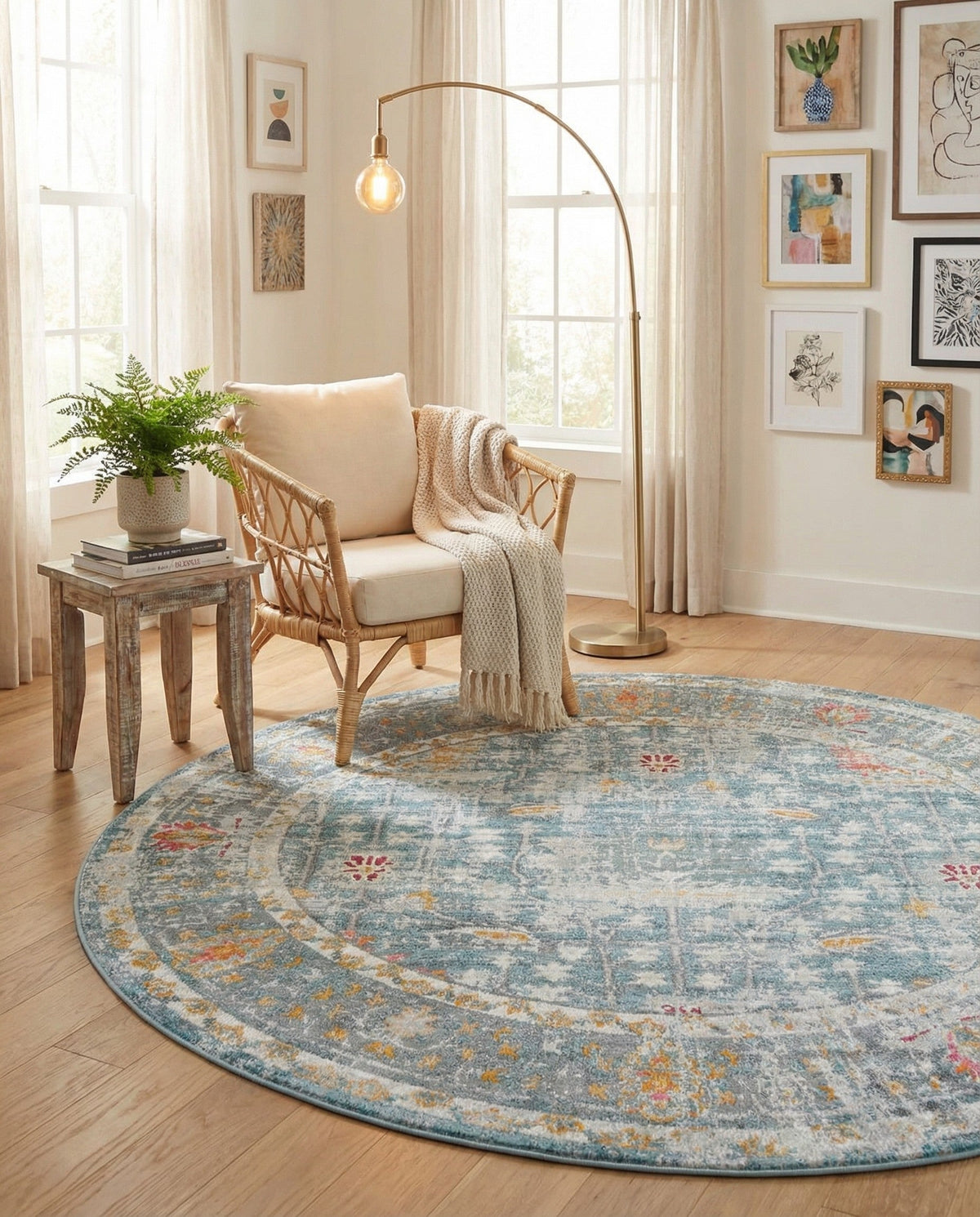 Arcadia Rugs Collection Area Rug -  Olympus Round Blue  lifestyle 131