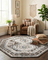 Savannah Elegance Collection Area Rug -  Tybee (Gray) Octagon Gray  lifestyle 78