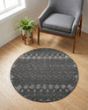 Garden Lattice Charm Collection Area Rug -  Pergola (Charcoal) Round Charcoal  lifestyle 57