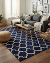 Lattice Gardens Collection Area Rug -  Bloomfield (Dark Blue) Rectangle Dark Blue  lifestyle 25