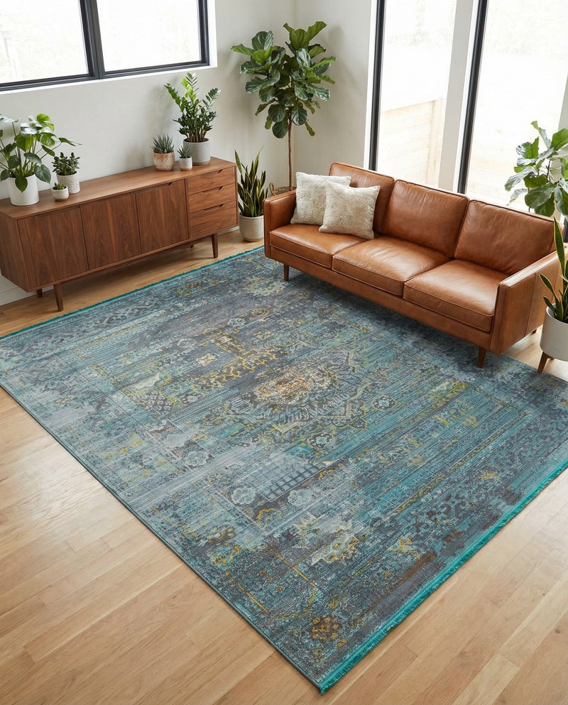 Caribbean Breeze Collection Area Rug -  Martinique Rectangle Turquoise  lifestyle 26