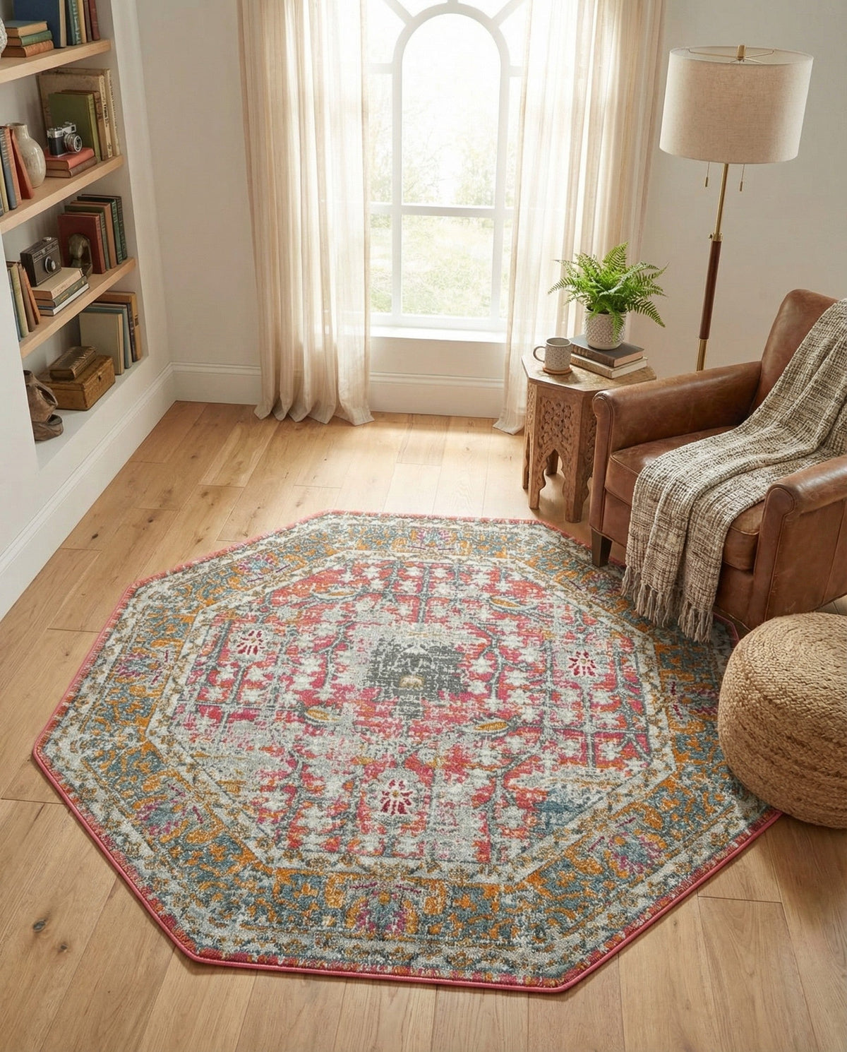 Arcadia Rugs Collection Area Rug -  Olympus Octagon Pink  lifestyle 174