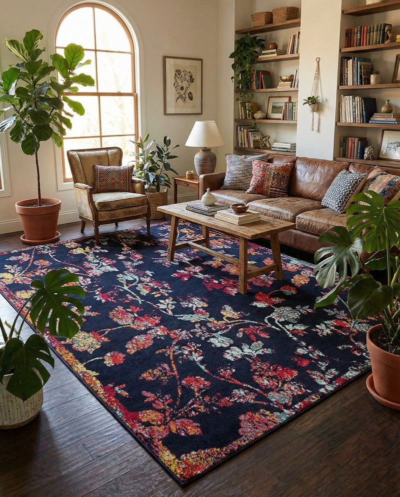 Brighton Terrace Collection Area Rug -  Roedean Rectangle Navy Blue  lifestyle 10