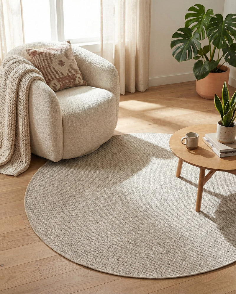 Seaside Serenity Collection Area Rug - Veranda (Light Gray) Round Light Gray  lifestyle 41