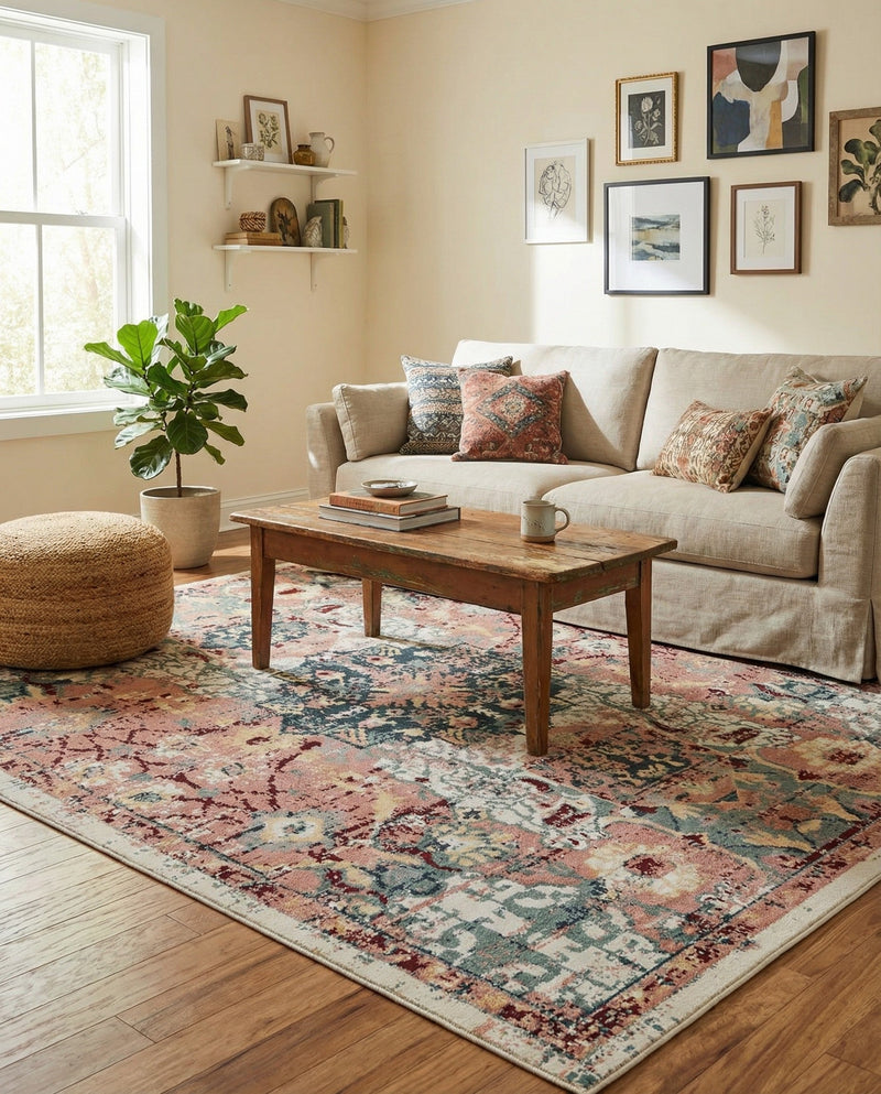 Savannah Elegance Collection Area Rug -  Azalea Rectangle Pink  lifestyle 24
