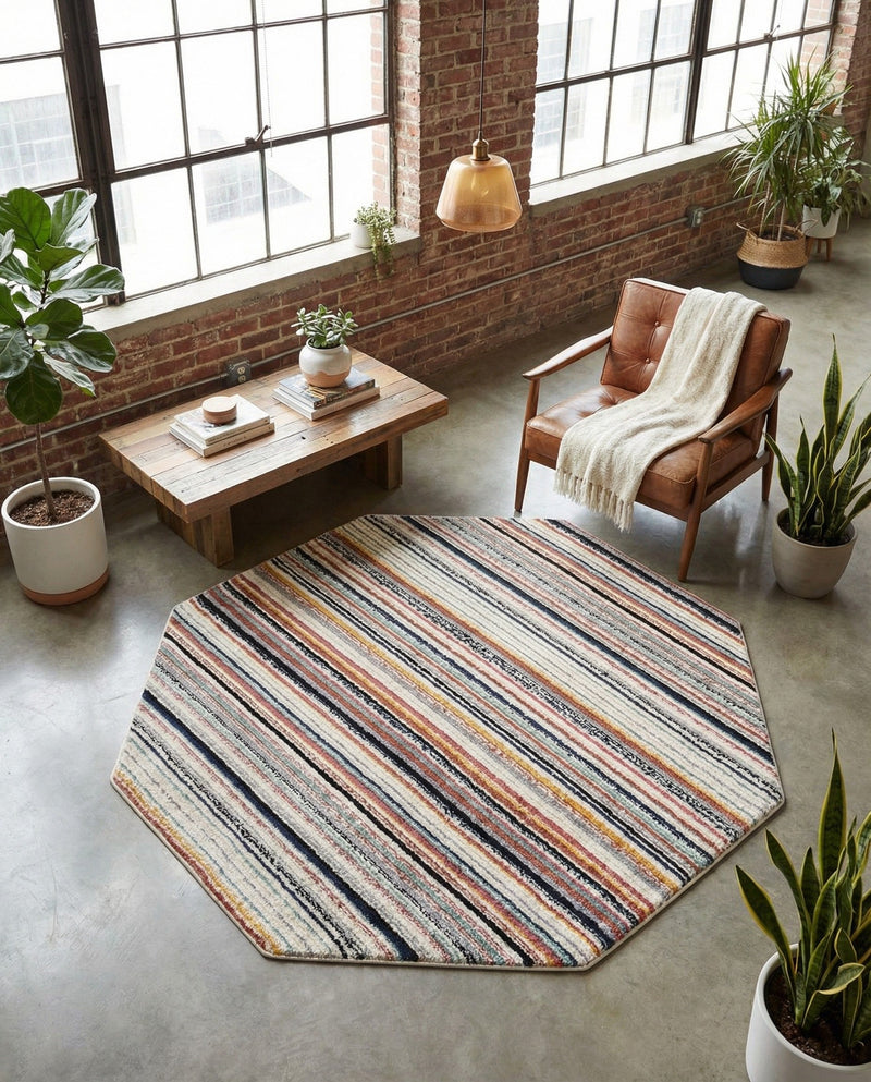 Marrakech Mosaic Collection Area Rug - Casablanca Octagon Ivory  lifestyle 71