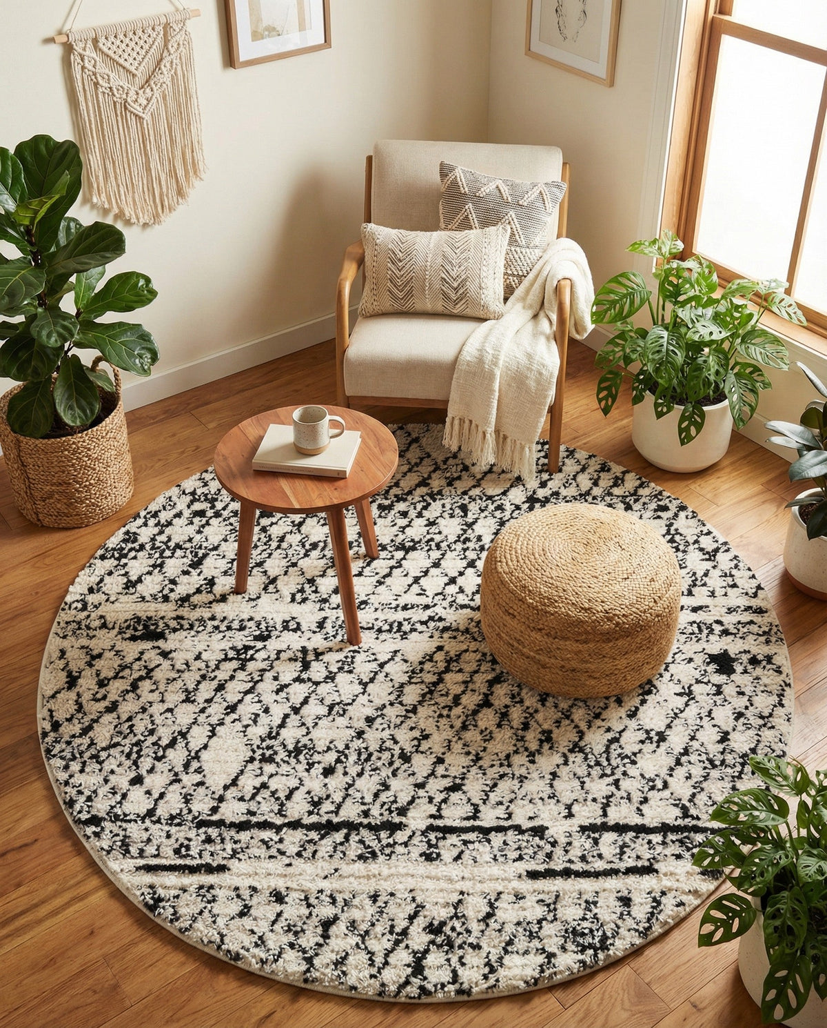 Tangier Treasures Collection Area Rug -  Marrakech Round Ivory  lifestyle 95