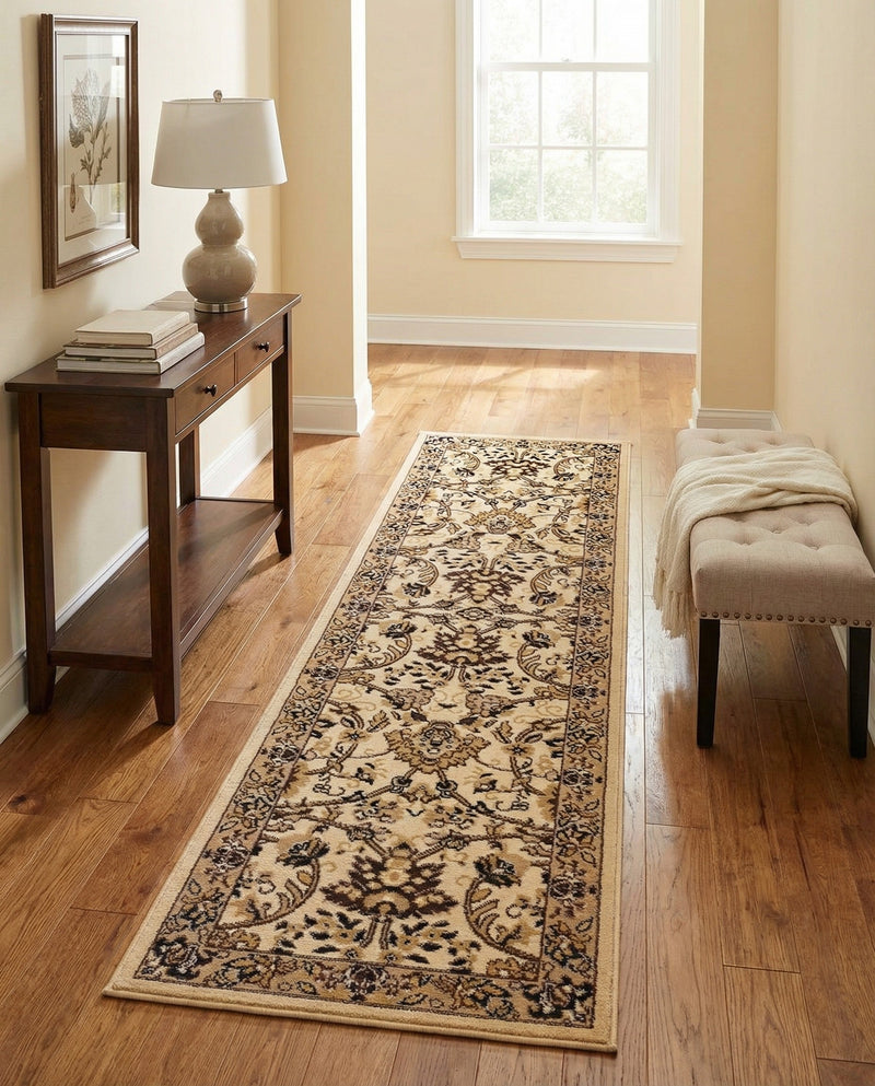 Isfahan Elegance Collection Area Rug - Naghsh-e Jahan (Ivory) Runner Ivory  lifestyle 76