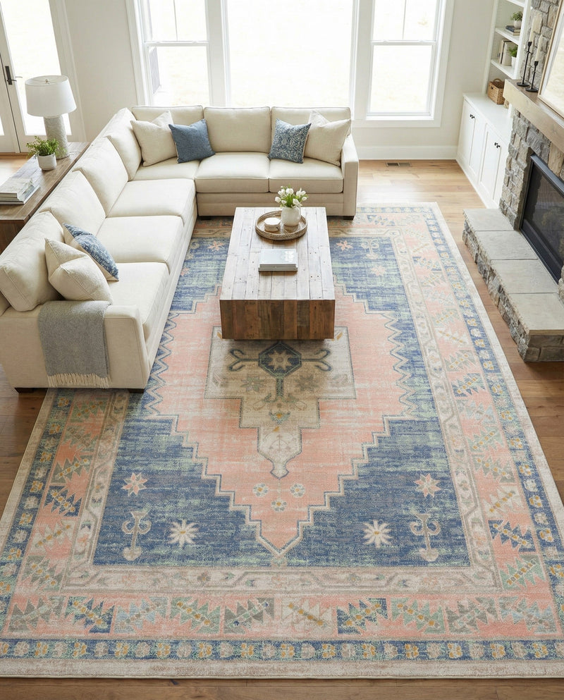 Savannah Series Collection Area Rug -  Augusta (French Blue) Rectangle French Blue  lifestyle 16